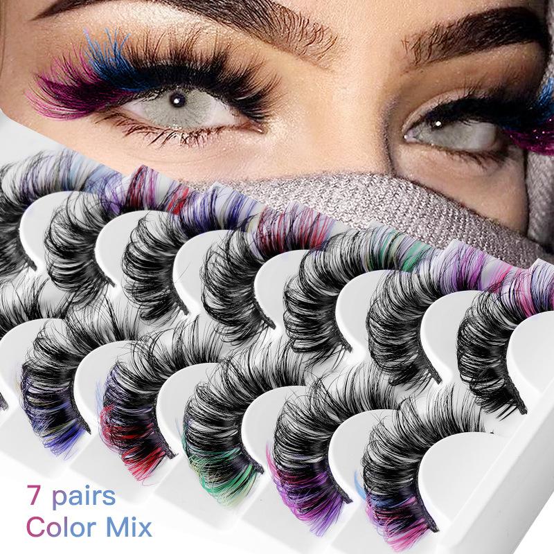 7 Pairs Colorful False Eyelash - False Eyelashes Natural ulasan dan harga