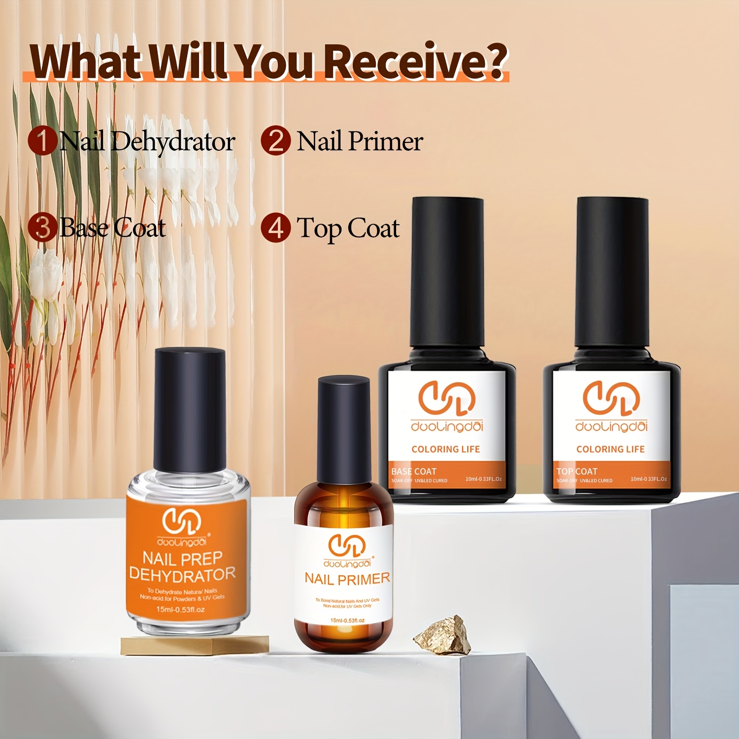 4pcs Top Coat & Base Gel, Prof - Nail Dehydrator Primer ulasan dan harga