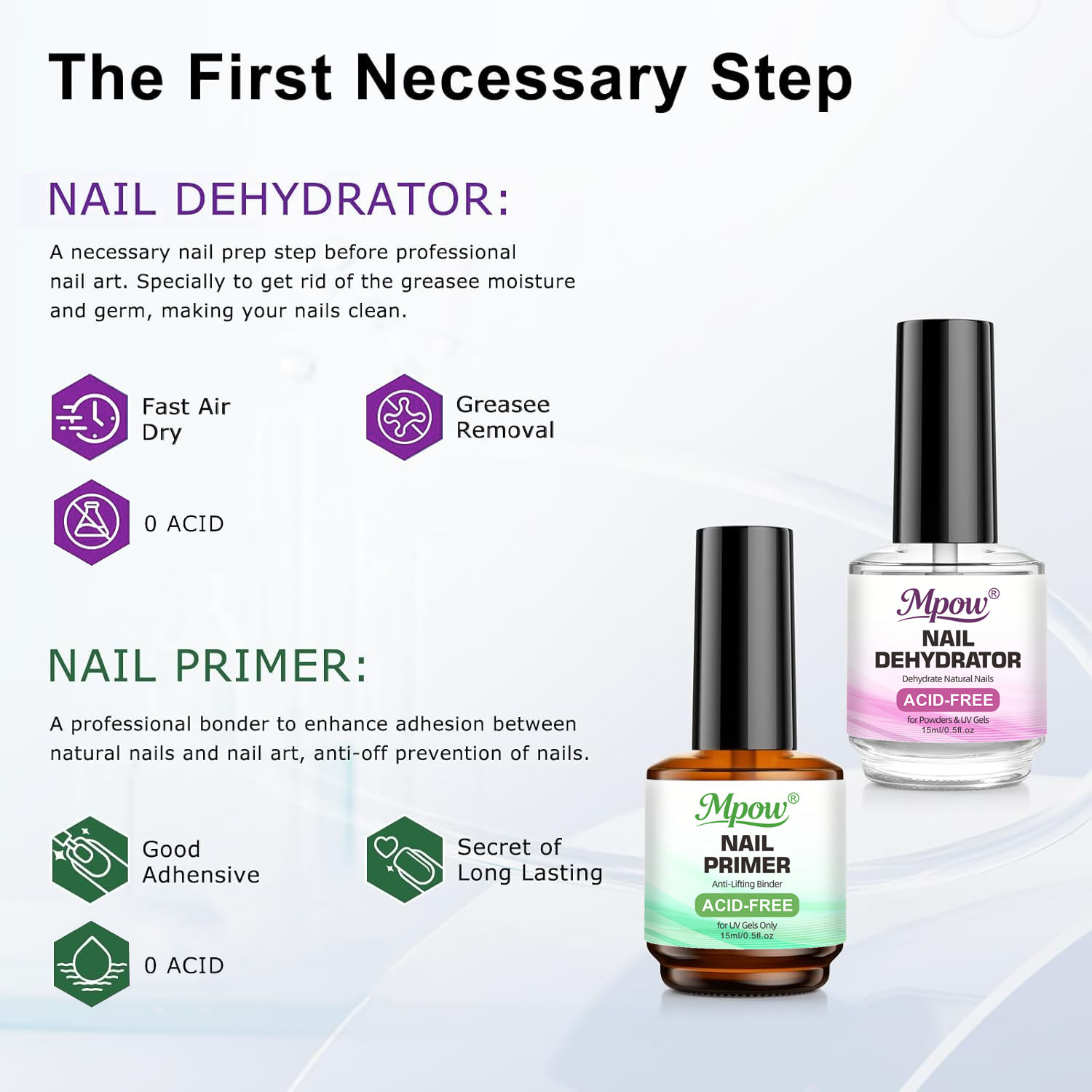 Mpow 1/2pcs 15ml Nail Dehydrat - Nail Dehydrator Primer ulasan dan harga