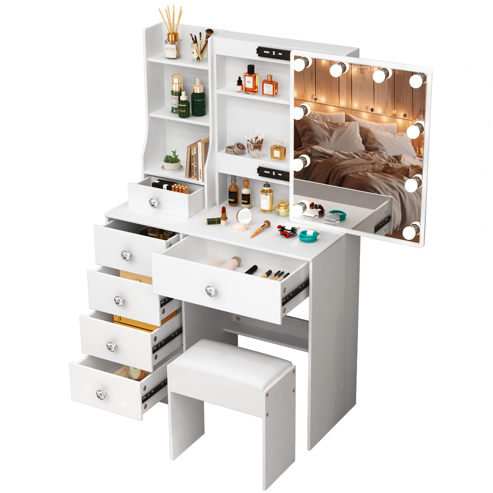 White Makeup Vanity Desk with  - X Beauty Makeup ulasan dan harga